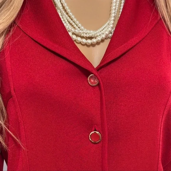 GORGEOUS EXCLUSIVELY MISOOK SOLID RED KNIT BLAZER IN EXCELLENT CONDITION - Picture 7 of 7